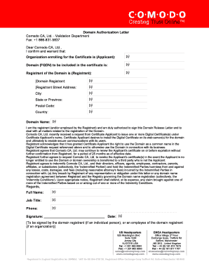 Domain Authorization Letter