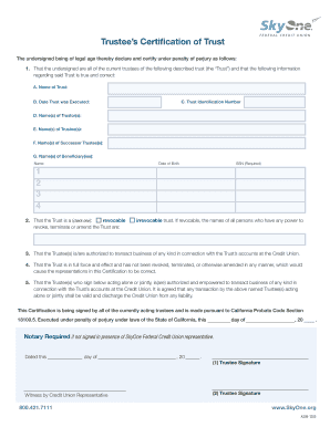 Trustee’s Certification of Trust