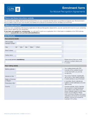 CPA Australia Mutual Recognition Enrolment Form