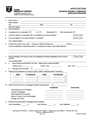 Business Errors and Omissions Insurance Application