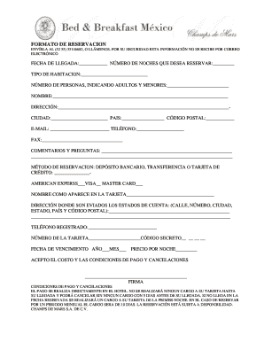 Formato de Reservación