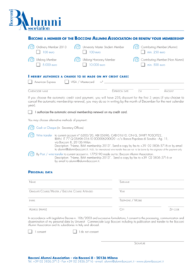 Bocconi Alumni Association Membership Form