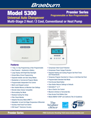 Braeburn 5300 Thermostat Installation Form