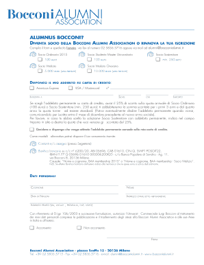 Modulo di iscrizione alla Bocconi Alumni Association