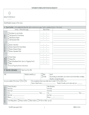 Health Republic Insurance of New Jersey Enrollment/Change Request