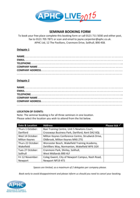 Seminar Booking Form