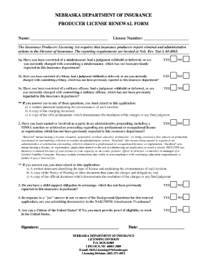Nebraska Producer License Renewal Form