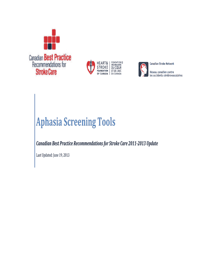 Fillable Online Aphasia Screening Tools Fax Email Print - pdfFiller