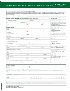 Heartland Direct Call Account Application Form