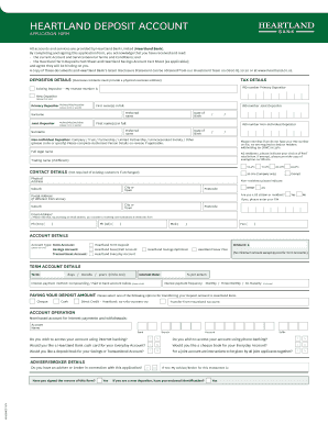 Heartland Deposit Account Application Form