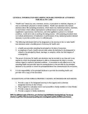 Durable Power of Attorney for Health Care