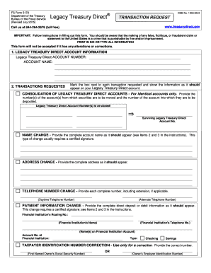 Legacy Treasury Direct Transaction Request Form