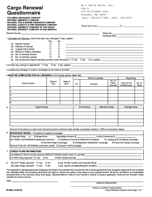 Cargo Renewal Questionnaire