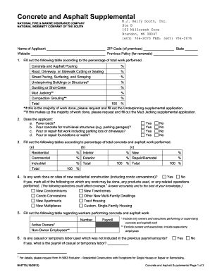 Concrete and Asphalt Supplemental Form