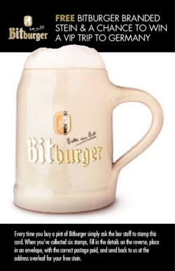 Bitburger Branded Stein Promotion