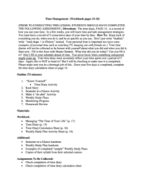 Time Management Workbook Activity