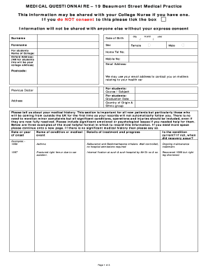 Medical Questionnaire