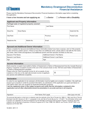 Mandatory Downspout Disconnection Financial Assistance Application