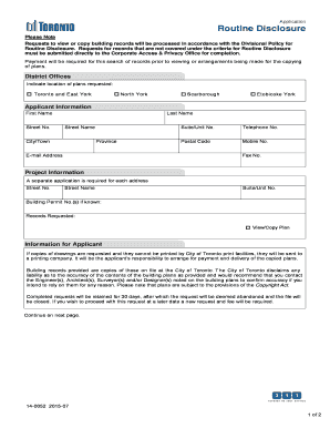Toronto Building Records Routine Disclosure Application