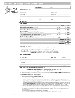 Fesitval of Music Ticket Order Form