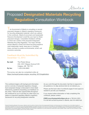 Alberta Designated Materials Recycling Regulation Consultation Workbook