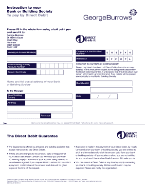 UK Direct Debit Instruction Form