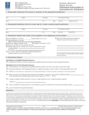 Coverdell ESA Withdrawal Authorization Form