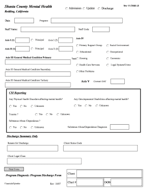 Shasta County Mental Health Discharge Form
