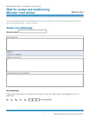 Mathematics Pattern Assessment Form
