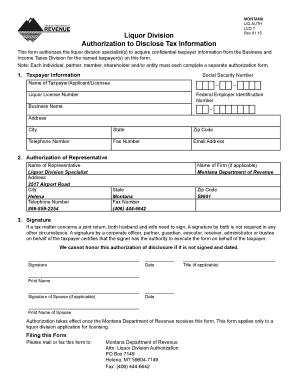 Montana Liquor License Tax Information Disclosure