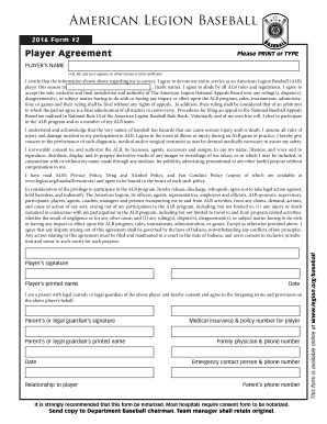 American Legion Baseball Player Agreement