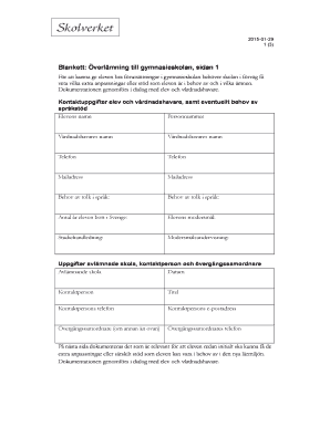 Swedish High School Transition Form