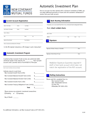 Automatic Investment Plan Form