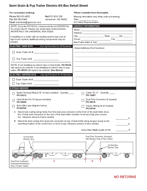 Agri-Cover Electric Trailer Kit Order Form