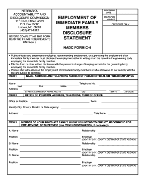Nebraska Immediate Family Employment Disclosure Form