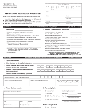 Kentucky Tax Registration Application