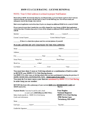 BMW CCA Club Racing License Renewal