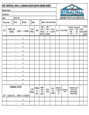 Vertical Vinyl & Cabana Door Quote-Order Sheet