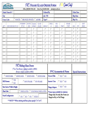 PVC Frame Glass Order Form