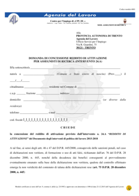 Domanda di Concessione Reddito di Attivazione