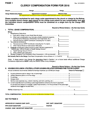 Clergy Compensation Form for 2016
