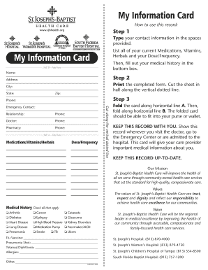 Medical Information Card