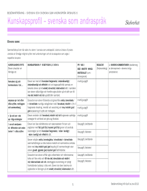 Swedish Language Assessment Form