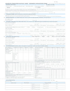 Franklin Templeton Mutual Fund Application Form