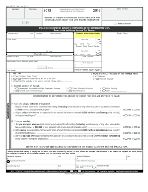 Form 481.10 Return of Credit for Persons Age 65 or Older and Compensatory Credit for Low Income Pensioners