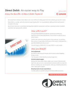 Canon Direct Debit Payment Form