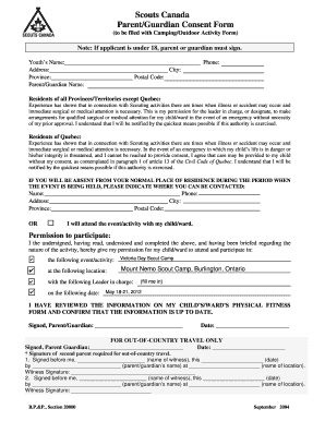 Scouts Canada Parent/Guardian Consent Form