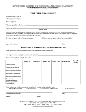 Graduate Study Recommendation Form
