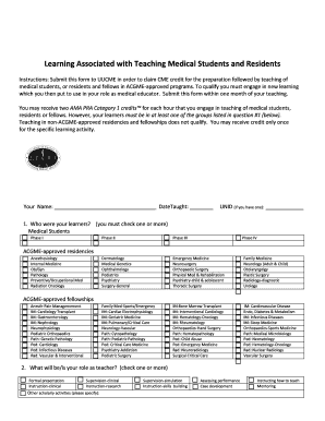 Learning from Teaching Medical Students and Residents Form