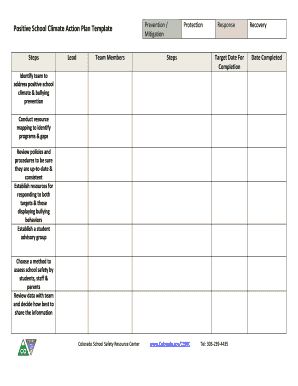 Positive School Climate Action Plan Template